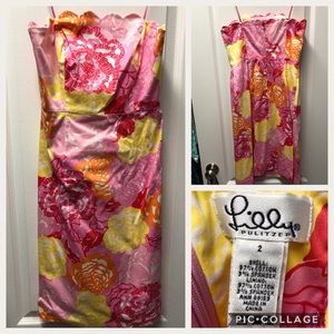 Lilly Pulitzer strapless dress.